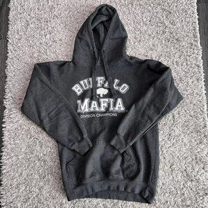 Buffalo Bills Hoodie Mens Medium Black Pullover Long Sleeve Graphic Print